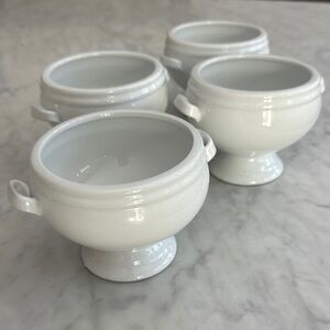 Crate&Barrel Classic White Footed Bowls